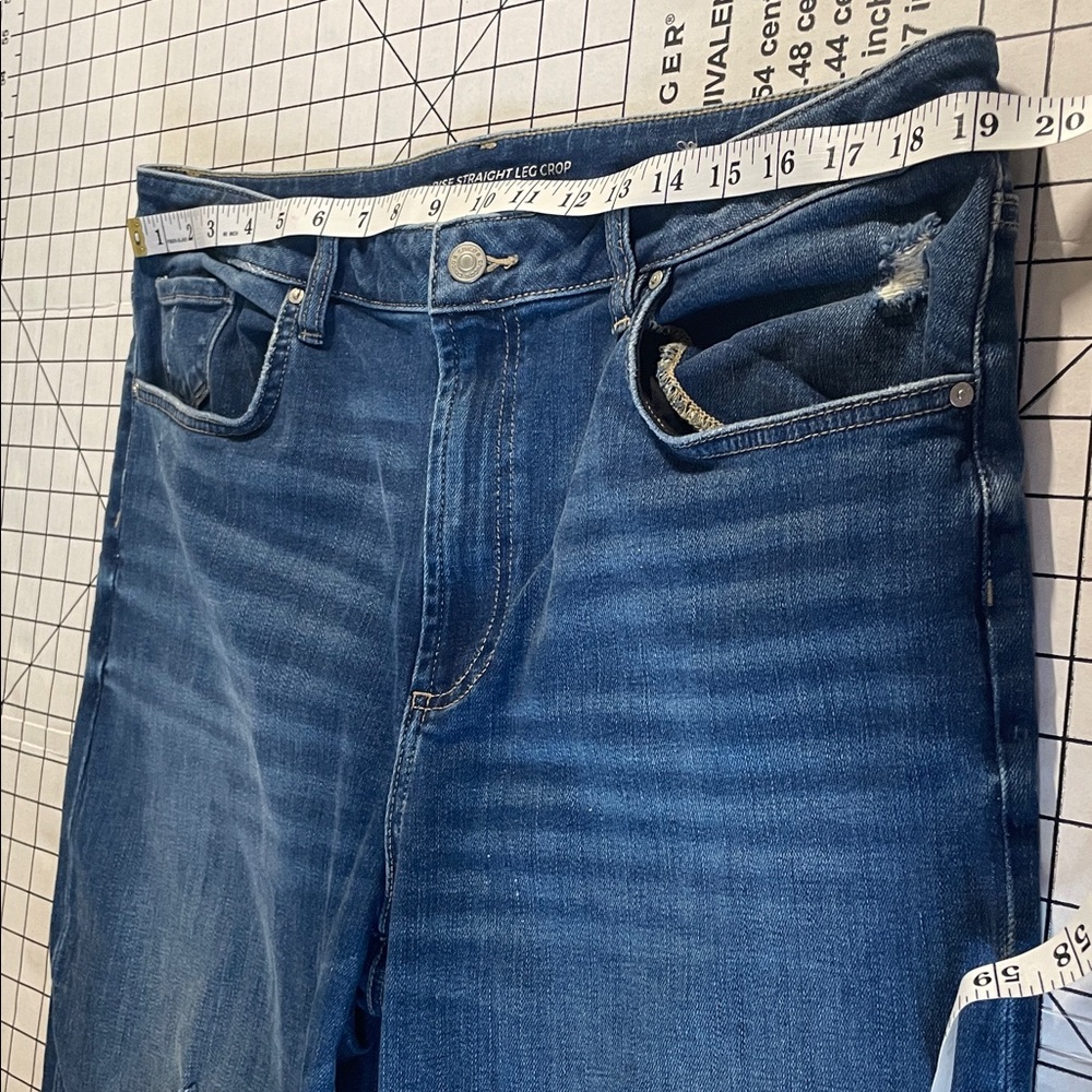 Chicos high rise straight leg crop jeans, size 16r, raw hem and some distressing - Picture 5 of 7